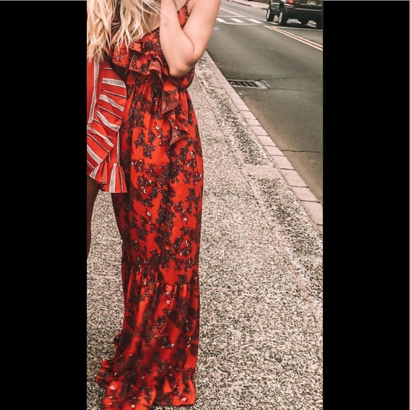 Boohoo Dresses & Skirts - Boohoo Red Asymmetrical Maxi Dress